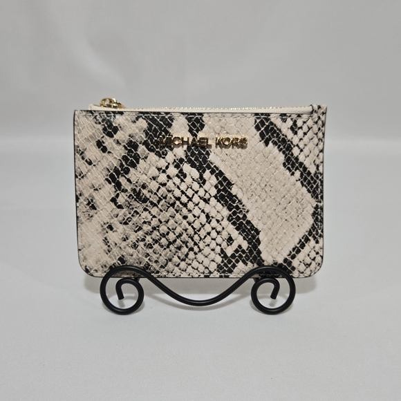 Michael Michael Kors Jet Set Travel Natural SM TZ Coin Pouch W ID Pocket Wallet